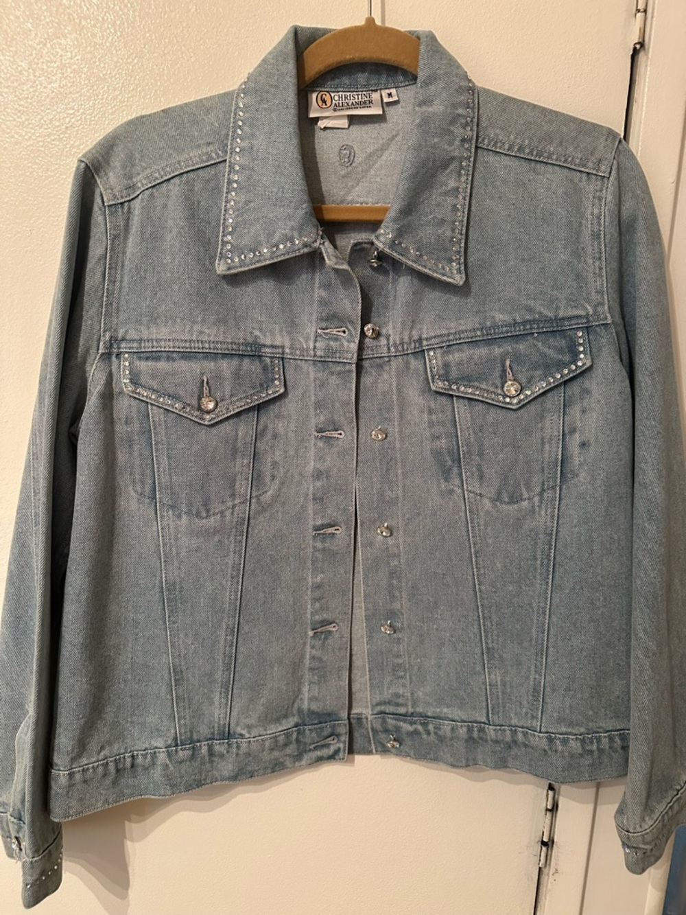 Christine Alexander Light Blue Denim Jacket with Silver Logo Patch